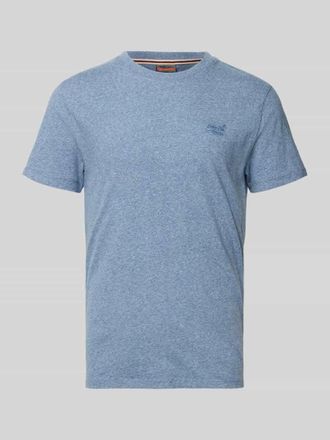 Superdry Regular Fit T-Shirt mit Logo-Stitching in Royal Melange, Gr&ouml;&szlig;e XXL