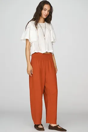 Pilcro Reese Smocked Pull-On Barrel Pants