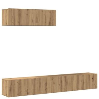 Berkfield Home 3 Piece TV Cabinet Set Wall-mounted Artisan Oak Engineered Wood in Brown