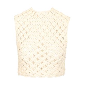 Alaia Hand Knotted Top - female - Ala&iuml;a - Sleeveless Tops - Beige - S - Tops