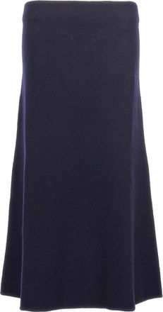 Jil Sander Lange Wollen Rok - Dames - Midirokken - Blauw - M - Wol - Rokken