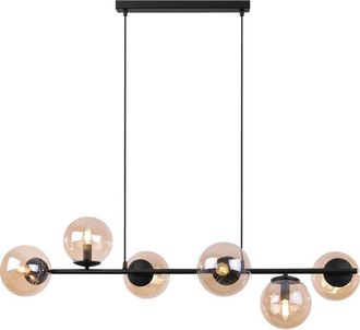 OEM L&aacute;mpara Colgante Siena Negra 6 Pantallas Planas Miel E14