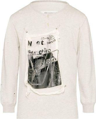 Maison Margiela Invitation distressed cotton sweatshirt - women - Cotton - S - Neutrals