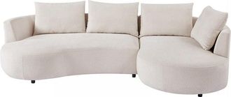 VENTE-UNIQUE.COM Sof&aacute; rinconera terciopelo 5 plazas beige 285x158cm