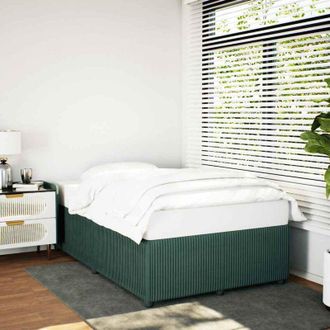 vidaXL Giroletto senza Materasso Verde Scuro 120x190 cm Velluto vidaXL