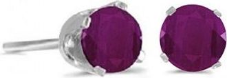 Allurez 1.20ct Ruby Stud Earrings July Birthstone 14k White Gold