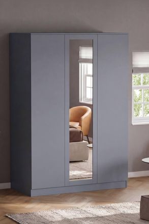 Home Discount Vida Designs Denver 3 Door Mirrored Wardrobe Storage Bedroom Furniture in Grey
