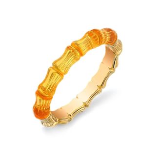 Gold & Honey Womens Bamboo Lucite Hinge Bangle In Honey
