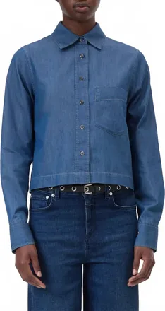 Closed Cropped Classic Shirt In Dark Blue