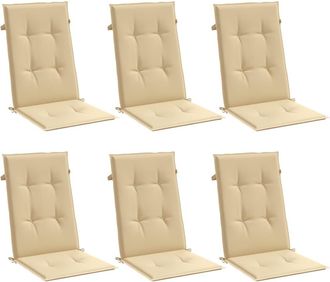 vidaXL Vidaxl - Cojines Silla Respaldo Alto 6 Uds Tela Beige Melange 120x50x4cm