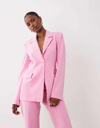 Asos Blazer sartoriale rosa acceso in coordinato