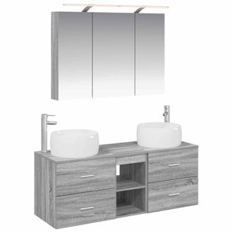 vidaXL Juego De Muebles De Ba&ntilde;o 4 Pcs Sonoma Gris Vidaxl
