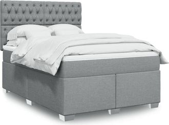 vidaXL Vidaxl - Cama Box Spring Con Colch&oacute;n Tela Gris Claro 160x200 Cm