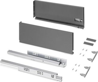 Emuca Caj&oacute;n Exterior Protone 30kg Con Gu&iacute;as De Extracci&oacute;n Total Y Cierre Suave, Altura 178mm, Profundidad 450mm, Acero, Gris Antracita - Emuca