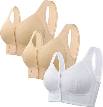 Generic Bra for Senior Front Closure Breathable Bra for Seniors Wirefree Bras for Older Women Size E Bras for Women (WH3, 38)