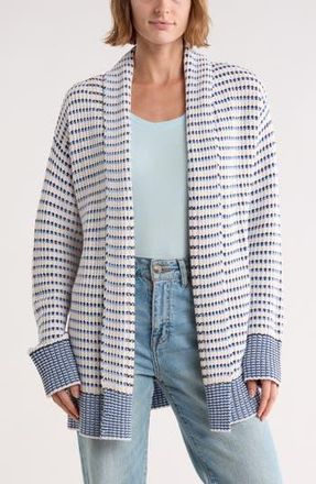 Splendid Stripe Open Front Cardigan in Navy Blue/Moonstone Grey at Nordstrom Rack, Size X-Small