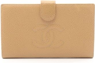 Chanel Beige Grained Calfskin Long Wallet (Bi-Fold) (Pre-Owned)