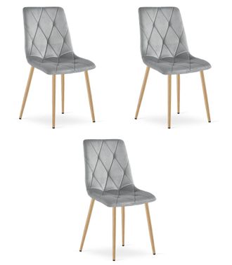 OEM Silla Libra - Terciopelo Gris Claro / Patas Color Madera X 3
