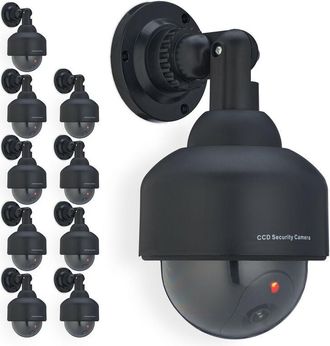 Relaxdays 10 C&aacute;maras Seguridad Falsas, Intermitente, Interior Y Exterior, Prevenci&oacute;n De Robos, Videovigilancia Mentira, Negro