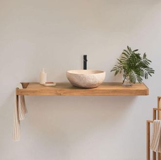 Sklum Conjunto De Mueble De Ba&ntilde;o 130x45 Cm Suspendido En Madera De Teca Neill Sklum