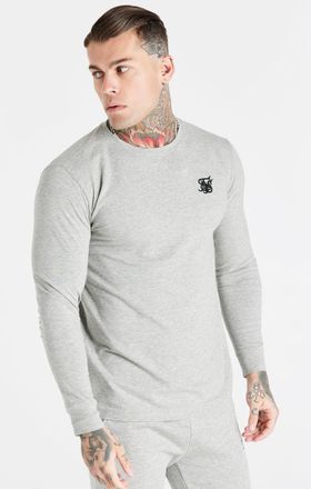 Siksilk Camiseta de manga larga y ajuste muscle esencial gris jaspeado para hombre SikSilk XL