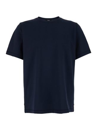 Theory Blue Crewneck T-Shirt In Jersey Man