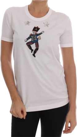 Dolce & Gabbana Nutcracker T-Shirt - Dames - T-shirts - Wit - 2XS - Katoen - Tops
