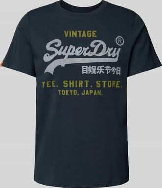 Superdry Relaxed Fit T-Shirt mit Label-Print in Dunkelblau, Größe XXL