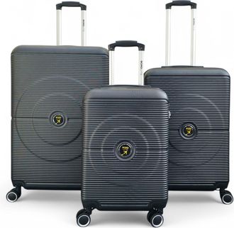 Infinity Leather Robuuste ABS harde schaal zwarte 8 wielen bagage reiskoffer