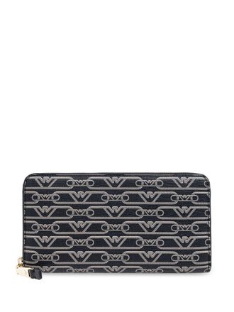 Emporio Armani jacquard-print zipped wallet - women - Polyester - One Size - Black