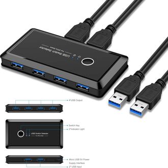Trade Shop Trade Shop - Switch Box Usb 2.0 Hub 2 Ingressi 4 Uscites Para Compartir 2 Pc Computer Q-u100