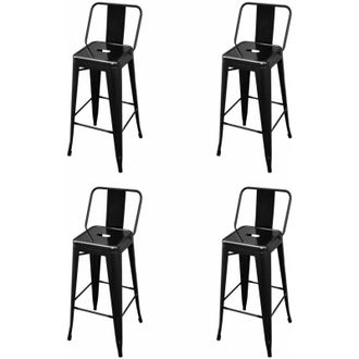 vidaXL Taburetes De Cocina 4 Unidades Acero Negro Vidaxl