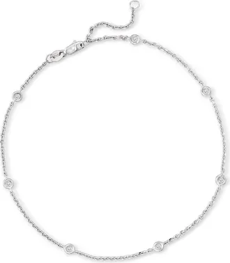 Ross-Simons Bezel-Set Diamond Anklet in 14kt White Gold