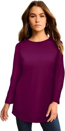 Roaman's Plus Size Ultimate Cotton Crewneck Long Sleeve Tee in Dark Berry at Nordstrom, Size Small