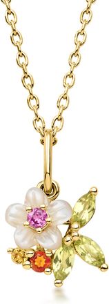 Ross-Simons Mother-Of-Pearl and. Multi-Gemstone Flower Pendant Necklace in 18kt Gold Over Sterling