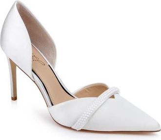 Badgley Mischka Zoey dOrsay Pump in Ivory Satin at Nordstrom, Size 5.5