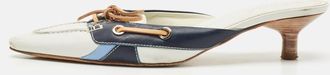 Tod's Tods Blue/white Leather Mules