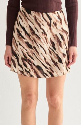Crescent Abstract Animal Print Mini Skirt in Brown at Nordstrom, Size X-Small