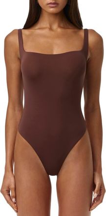 Naked Wardrobe Scoop Neck Tank Bodysuit in Chocolate at Nordstrom, Size X-Large