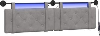 vidaXL Cabecero Colgante Con Luz Led Gris Claro Terciopelo Vidaxl
