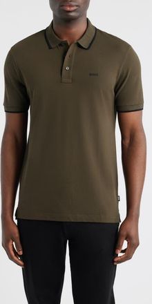 BOSS Parlay Tipped Cotton Polo in Green at Nordstrom, Size Xx-Large