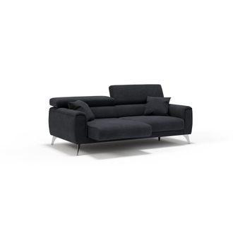 Divani.Store Caravaggio Sof&aacute; Con Asientos Deslizantes En Tela Suave E Impermeable 169 Cm Negro