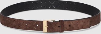 Gucci Belt With Squared Buckle, Suede