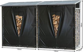 Quick-Star 2 St&uuml;ck Aluminium Kaminholzregal 130 X 70 X 185 Cm Mit Wetterschutz Garten Kaminholzunterstand 3,2 M&sup3; Kaminholzlager Stapelhilfe Aussen