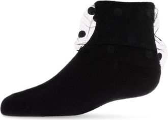 MeMoi Flocked Dot Tulle Anklet in Black at Nordstrom, Size 6-12M