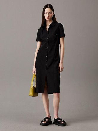 Calvin Klein Seersucker Button-Through Dress