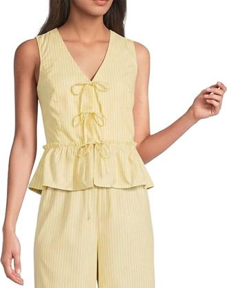 Skies Are Blue Clothing Sunlit Stripe Peplum Top In Yellow White