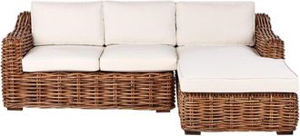 Beliani Beliani - Boho Garden 3 Seater Sofa Real Rattan Wicker with Cushions Natural Briatico