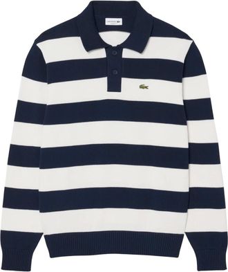 Lacoste Tops, Heren, Veelkleurig, L, Katoen, Gestreepte Katoenen Sweater Polo