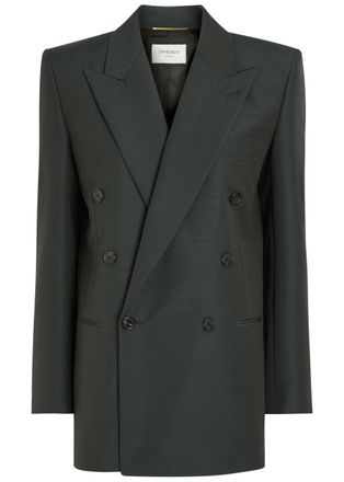 Saint Laurent Double-breasted Wool-blend Blazer - Dark Green - 38 (UK10 / S)